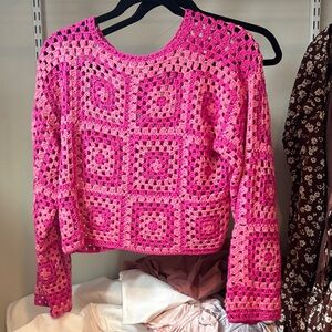 Vici Fuchsia Crochet Women Top